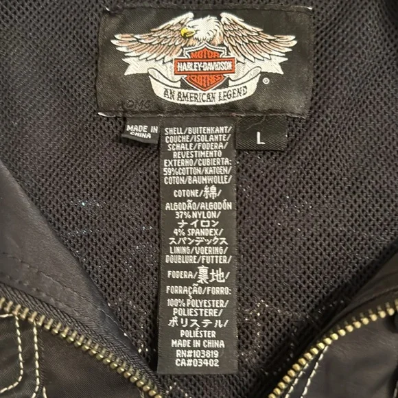 Harley Davidson Zip Jacket Black bedazzled Blue 
EMBROIDERED Women’s L Baddie - Picture 2 of 14